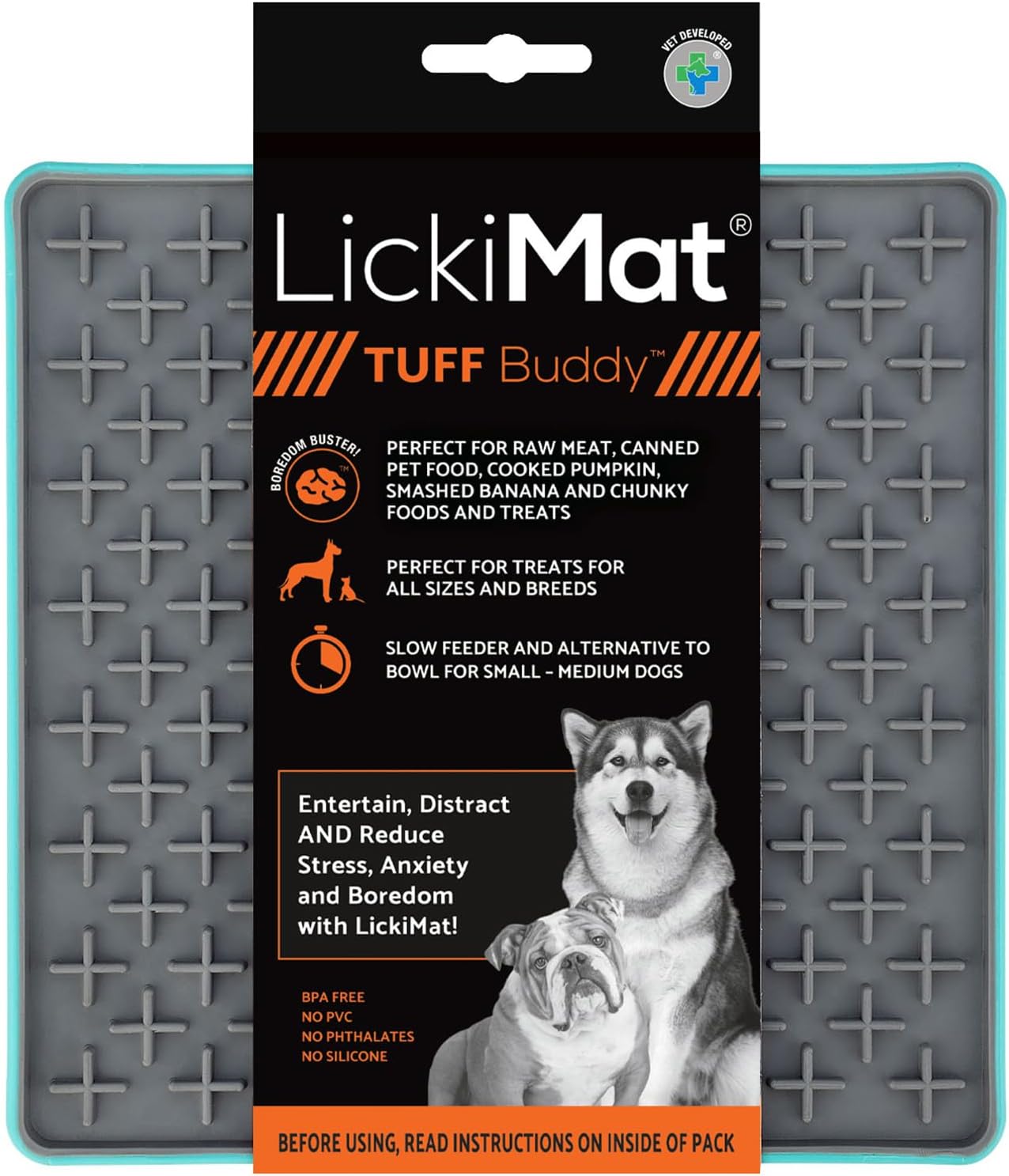 LickiMat Tuff, Heavy-Duty Buddy, Dog Slow Feeder Lick Mat, Boredom Anxiety Reducer; Perfect for Food, Treats, Yogurt, or Peanut Butter, Fun Alternative to a Slow Feed Dog Bowl, Turquoise LickiMat Tuff, Heavy-Duty Buddy, Dog Slow Feeder Lick Mat, Boredom Anxiety Reducer; Perfect for Food, Treats, Yogurt, or Peanut Butter, Fun Alternative to a Slow Feed Dog Bowl, Turquoise