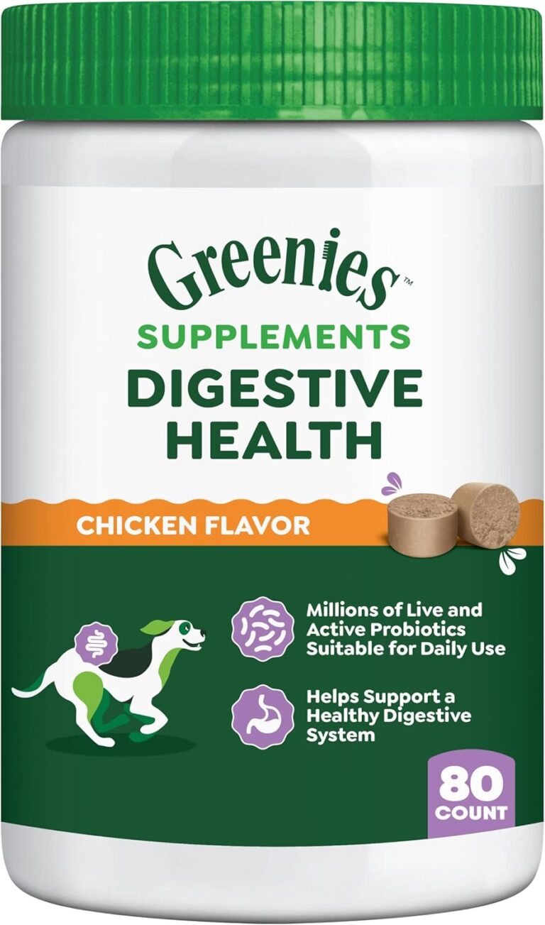 Greenies Supplements Digestive Health Probiotics for Dogs, Dog Probiotic Supplements, Chicken Flavor, 15.6 oz. Pouch of 80 Count