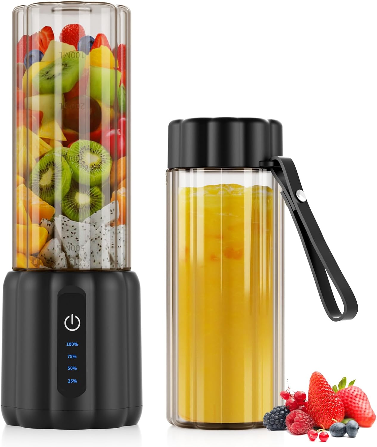 COKUNST Portable Blender - Small Smoothie & Shake Maker, 17 Oz (500ml) Personal Blender with 6 Blades, USB-C Rechargeable Mini Mixer with Extra Lid for Travel, Office, Gym, Black COKUNST Portable Blender - Small Smoothie & Shake Maker, 17 Oz (500ml) Personal Blender with 6 Blades, USB-C Rechargeable Mini Mixer with Extra Lid for Travel, Office, Gym, Black