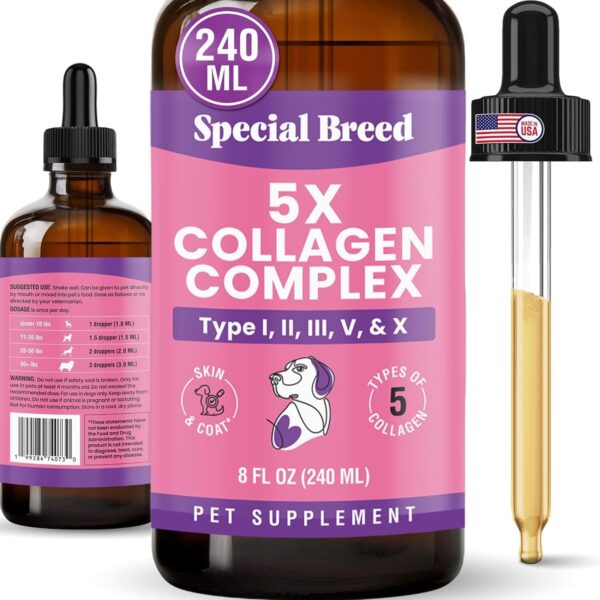 Premium Collagen for Dogs - Liquid Support for Joints, Skin, Coat, Bone, Immune System & HIPS - Collagen Supplement - Made in USA - 8oz