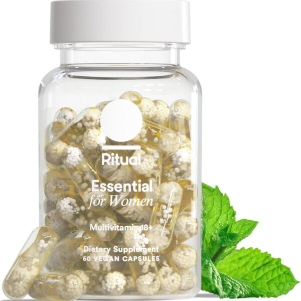 Ritual Multivitamin for Women 18+ with Vitamin D3 for Immune Support*, Vegan Omega 3 DHA, B12, Iron, Gluten Free, Non GMO, USP Verified, Mint, 30 Day Supply, 60 Capsules