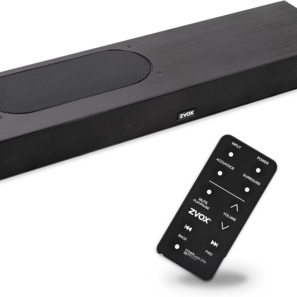 ZVOX AccuVoice AV835 Dialogue Clarifying Soundbar - Patented Hearing Technology with 20 Levels of Voice Boost, Dual Woofers, Low-Profile TV Speaker for Home Theater and Smart TV - Black