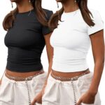 ZHENWEI Crop Workout Tops for Women Pack Summer Short Sleeve Gym Athletic Compression Shirts Cute Tight Basic Tops Tee