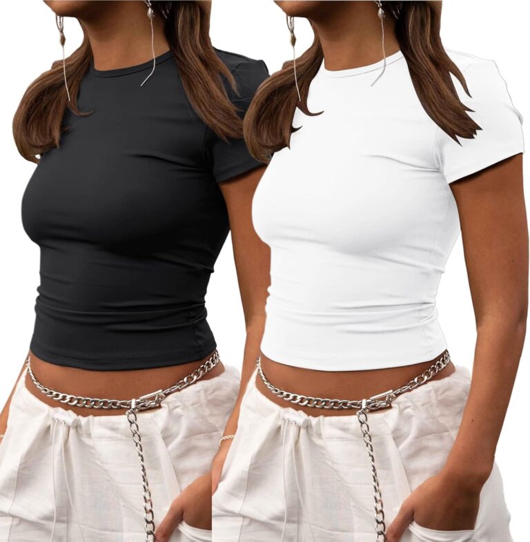 ZHENWEI Crop Workout Tops for Women Pack Summer Short Sleeve Gym Athletic Compression Shirts Cute Tight Basic Tops Tee