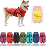 Furry King Dog Winter Coat with Harness, 7 Colors, Waterproof, Fleece Lined. (Red, 5XL)