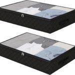 Fixwal Black Underbed Storage Bags with Clear Window and 2 Reinforced Handles Under Bed Storage Containers for Clothing, Bedding, Comforter (2 Pack)