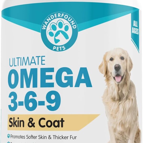 Wanderfound Pets - Omega 3 Fish Oil for Dogs, Smoked Salmon and Liver Flavor, 120 Chewable Tablets