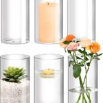 Hurricane Candle Holder,Open Ended Glass Candleholder Multiple Size Choices,Clear Cylinder Glass Candle Holder for Wedding Centerpieces(6 PCS,3 PCS H:6" D:4",3PCS H:5.5" D:3.3")