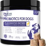NATURE TARGET Probiotics for Dogs, Duck Flavored Dog Probiotics with Prebiotics and Digestive Enzymes for Dog Gut Health, Vitamins and Omega 3 for Skin & Coat & Immune Health - 120 Treats