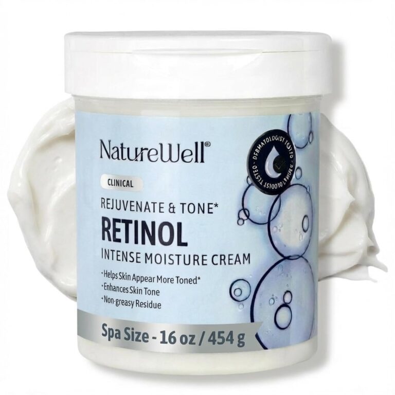 NATURE WELL Clinical Retinol Intense Moisture Cream for Face & Body - Anti-Aging Firming Cream for Wrinkles, Fine Lines & Crepey Skin  Hydrating & Nourishing Body Lotion & Facial Moisturizer - 16 Oz