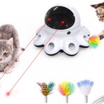ORSDA Cat Laser Toy, 2-in-1 Interactive Automatic Motion Activated Moving 8 Holes Whack A Mole Feather, USB Rechargeable Electronic Smart Sensor Kitten Toys for Indoor Exercise