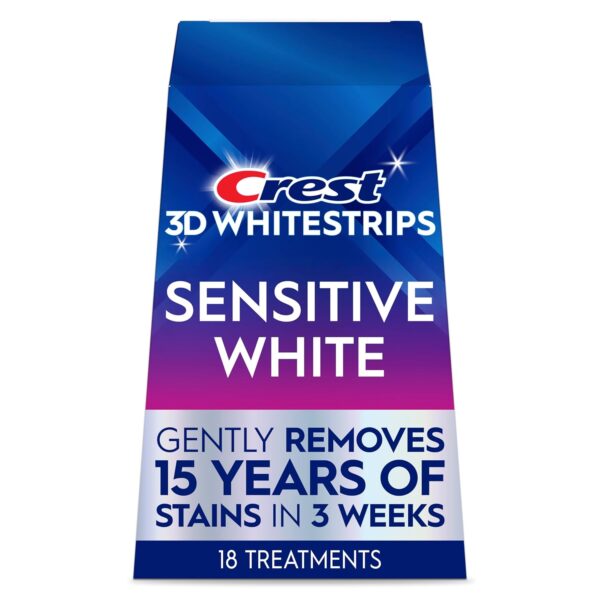 Crest 3D Whitestrips Sensitive White Teeth Whitening Kit, 18 Treatments, Each with 1 Upper/1Lower, 36 Strips Crest 3DWhite Teeth Whitening Strips