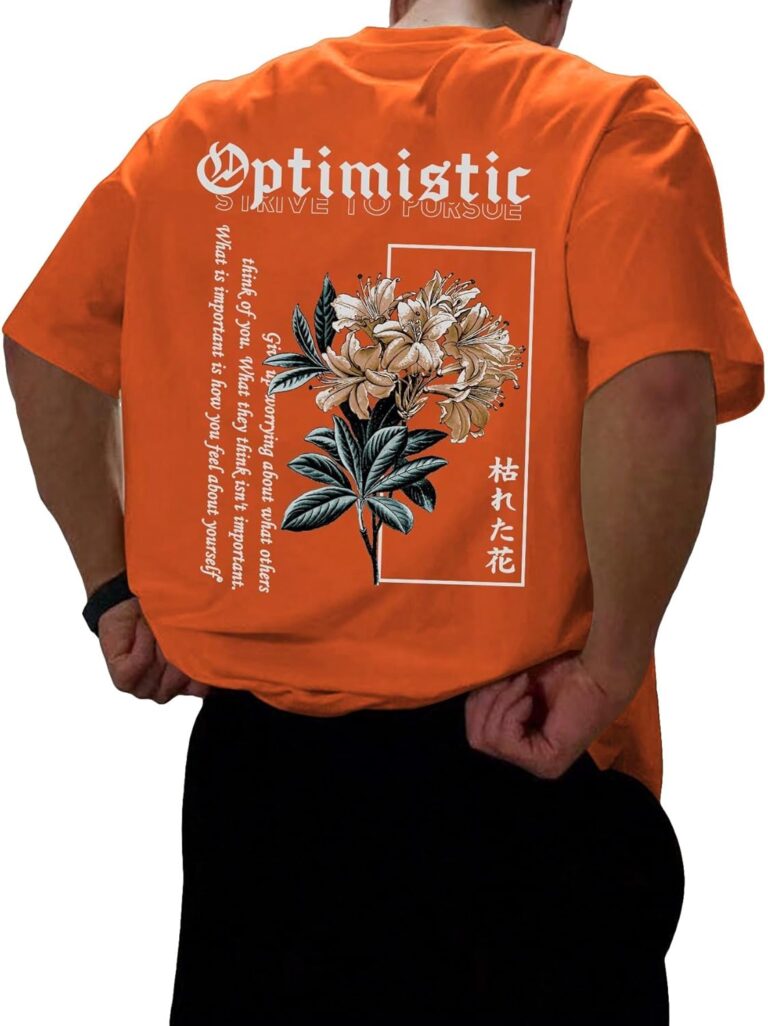 COZYEASE Men's Letter Graphic Tee Casual Short Sleeve Round Neck Summer Shirt Streetwear Top