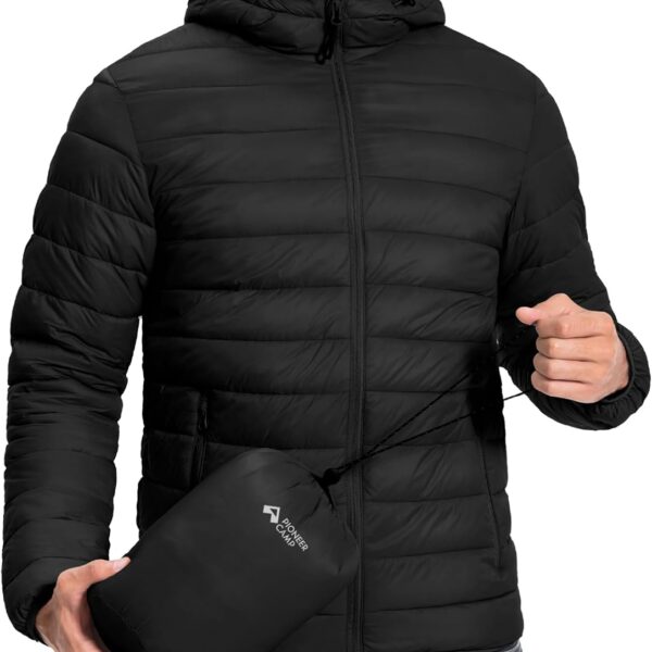 Pioneer Camp Mens Lightweight Packable Puffer Jacket Hooded Insulated Thermal Puffy Winter Jackets for Running Travel
