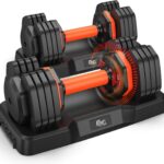 Adjustable Dumbbells Set 55LB, Weights15/25/35/45/55lbs,Dumbbell Pair 110LBS Exercise Fitness Fast Adjust Hex Weight for Full Body Workout Fitness dumbbell set of 2