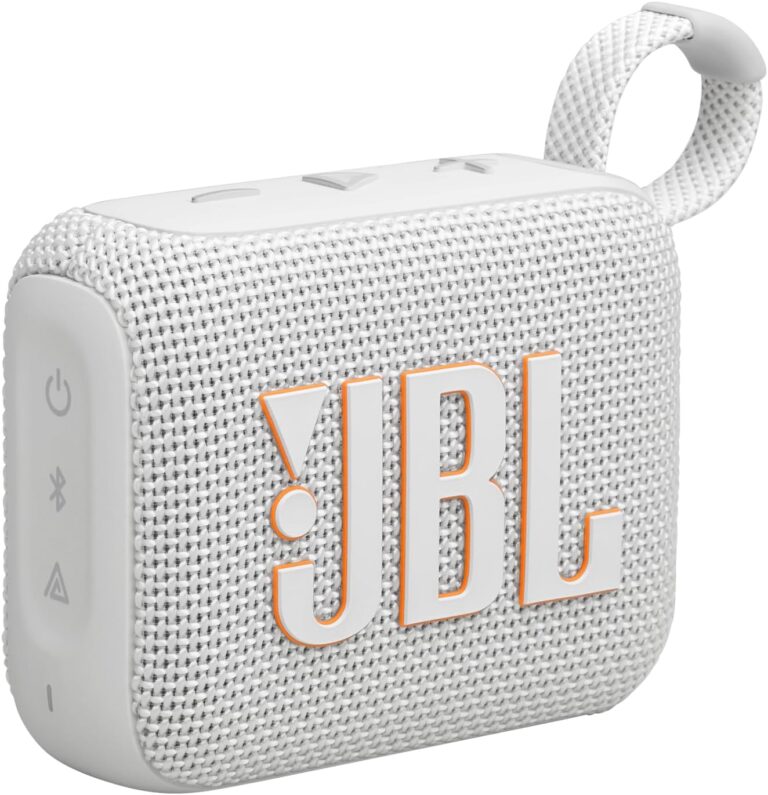 JBL Go 4 - Ultra-Portable, Waterproof and Dustproof Bluetooth Speaker, Big JBL Pro Sound with Punchy bass, 7-Hour Built-in Battery, Made in Part with Recycled Materials (White)