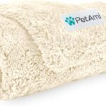 PetAmi Fluffy Waterproof Dog Blanket for Small Medium Dogs, Soft Warm Pet Sherpa Throw Pee Proof Couch Cover, Reversible Cat Puppy Bed Blanket Sofa Protector, Plush Washable Pad (Beige Cream, 24x32)