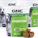 GNC Pets Essentials Dog Probiotic Soft Chews for Digestive Support, Bacon Flavor Daily Supplement with Prebiotics, Probiotics and Enzymes for Puppies and Adult Dogs in Reusable Jar, 60 Count - 3 Pack