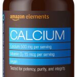 Amazon Elements Calcium plus Vitamin D, 500mg with D2 600IU, Vegan, Supports Strong Bones, 65 Tablets (Packaging may vary)