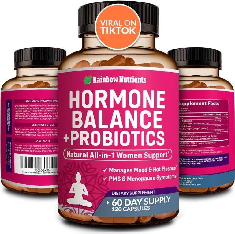 Hormone Balance + Probiotics for Women- Natural Menopause Relief, Weight Management, Bloating, Hot Flashes, PMS | Organic Maca, Chasteberry, Dong Quai & Black Cohosh | Non GMO |120 V Capsules