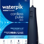 Waterpik Cordless Pulse 3100 Rechargeable Portable Water Flosser for Teeth, Gums, Braces Care and Travel with 2 Flossing Tips, Waterproof for Shower Use, ADA Accepted, WF-20 Blue, Amazon Exclusive