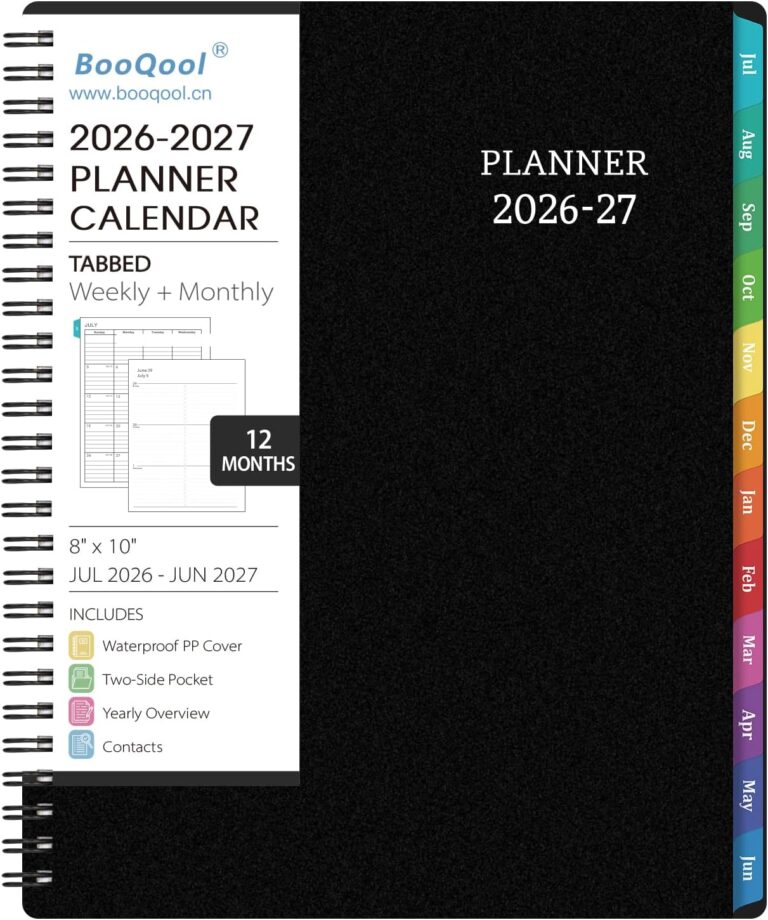 Planner 2026-2027 - Academic Planner 2026-2027 Weekly and Monthly from Jul. 2026 - Jun. 2027, 8" x 10", Wirebound, 12 Monthly Tabs, Flexible PP Cover, Suitable for School & Office, Enterprise