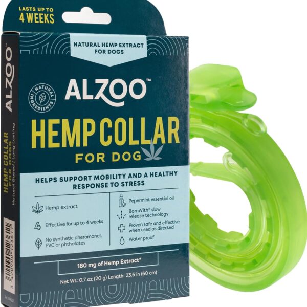 ALZOO Premium Hemp 2-in-1 Mobility & Calming Collar for Dogs, Helps Support Mobility & A Healthy Response to Stress for Up to 4 Weeks, Waterproof