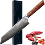 Chef Knife 8 Inch Damascus Japan VG-10 Super Stainless Steel Professional High Carbon Super Sharp Kitchen Cooking Knife, Ergonomic Color Wooden Handle Luxury Gift Box