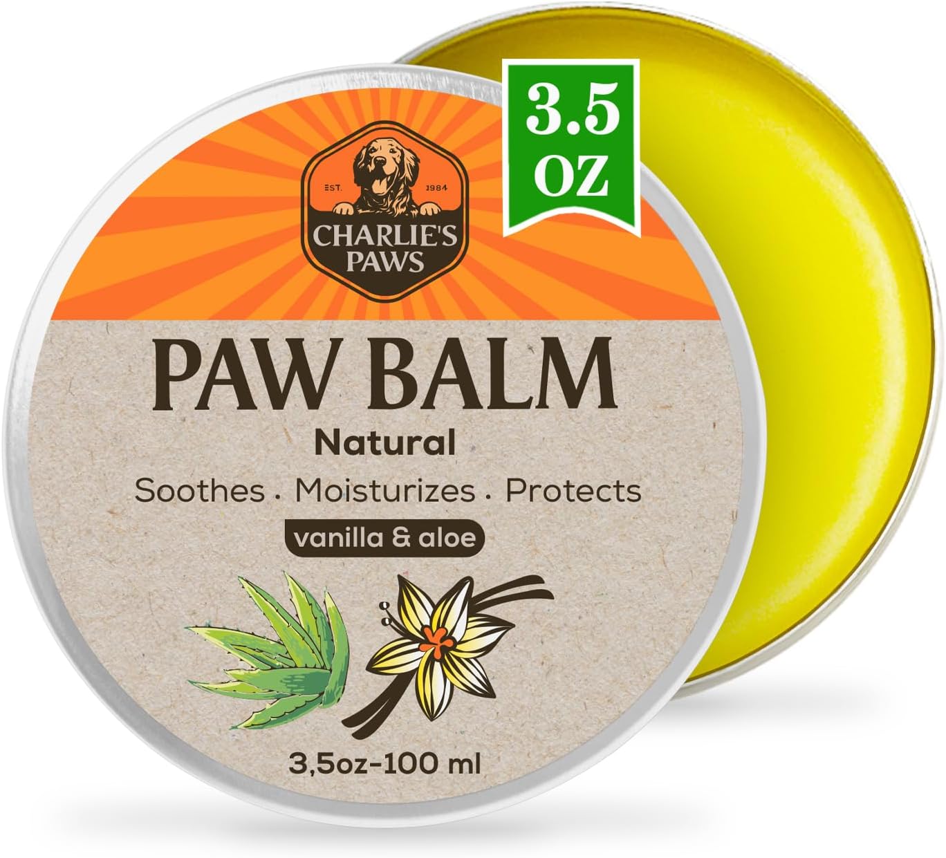 CHARLIE'S PAWS Paw Balm for Dog and Cat Paw Pad Balm Dog Nose Balm Cat Butter Paw Moisturizer Protect Dry Cracked Paw Foot Paw Elbows with 100% Natural Oil 3.5 Oz (Aloe & Vanilla) CHARLIE'S PAWS Paw Balm for Dog and Cat Paw Pad Balm Dog Nose Balm Cat Butter Paw Moisturizer Protect Dry Cracked Paw Foot Paw Elbows with 100% Natural Oil 3.5 Oz (Aloe & Vanilla)