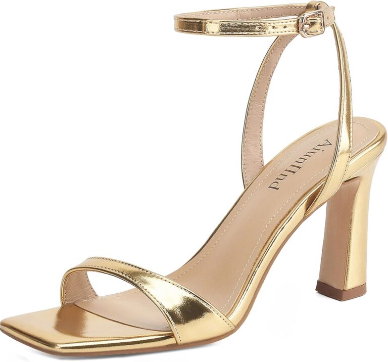 Women's Heeled Sandals Square Open Toe Chunky High Heels Ankle Strap Sandals for Women Prom Wedding Heels