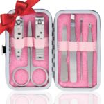 Manicure Pedicure Set Stainless Steel Nail Clippers Personal Nail Clipping Tools Portable Travel Grooming Kit with Snap-shut Case