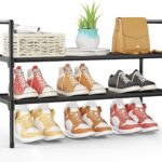 Kitsure Shoe Rack - 2-Tier Shoe Organizer, Shoe Rack for Closet, Entryway, Bedroom, Easy- Assembly Storage Shelf with Side Handles, 27.6" Wide - 2 Tiers, Black