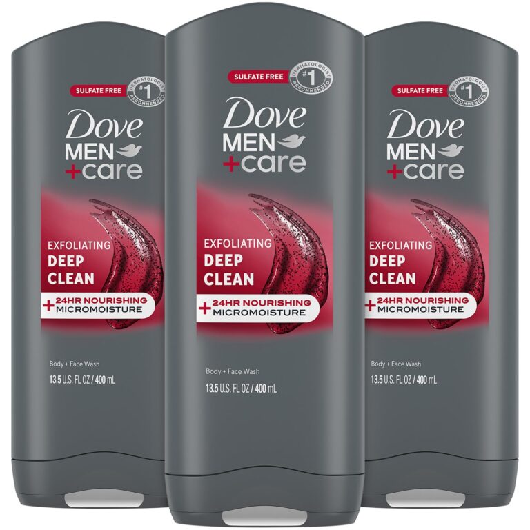 Dove Men+Care Body + Face Wash 3-Pack  Exfoliating Deep Clean with 24HR Nourishing MicroMoisture, Citrus & Cedarwood Scent, 13.5 Oz Ea