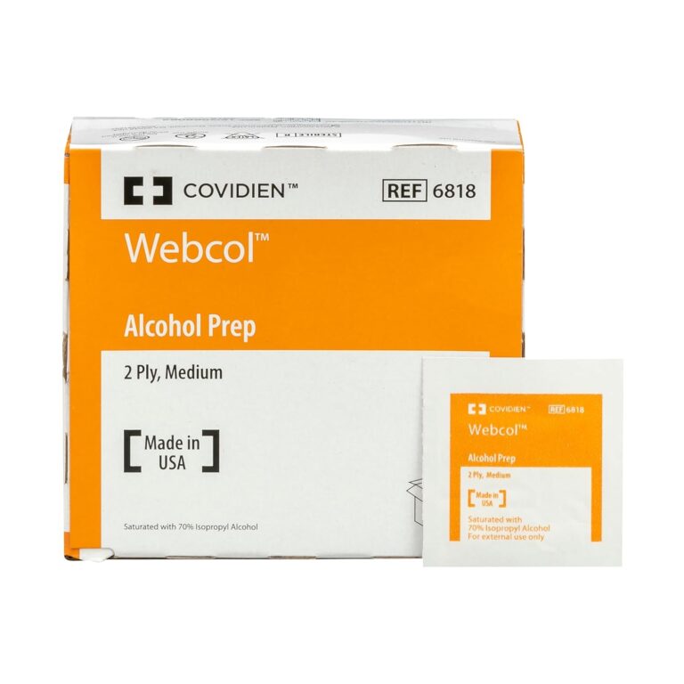 Webcol Alcohol Prep Pads, Medium, 2 Ply, Case of 20 cartons of 200 Pads