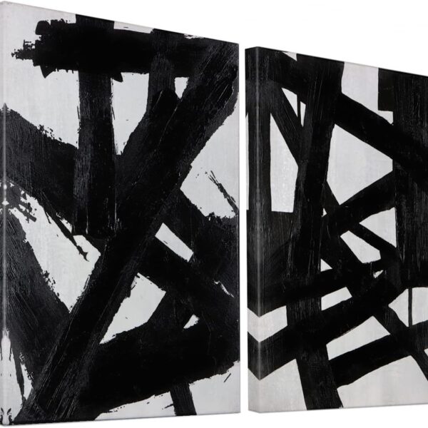 Zessonic Black And White Abstract Wall Art - Black Painting Stroke Graffiti Artwork for Living Room, Bedroom, Office Decor,12" x 16" x 2
