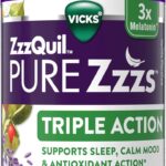 ZzzQuil PURE Zzzs Triple Action, Melatonin Gummies, Melatonin 6mg, 3X Melatonin, Sleep Aid with Ashwagandha, Calm Mood, Antioxidant Action, Sleep Aids for Adults, 60 Sleep Gummies
