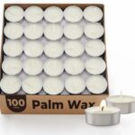 Unscented Palm Tea Lights Candles 100 Pack Bulk, 4.5 Hours Long Burning White Tea Lights,Non-Paraffin, Smokeless, Mini Tealight Votive Candles for Wedding, Christmas Lights, Party, Christmas