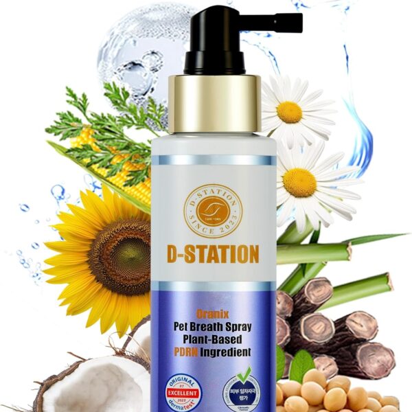 D-STATION Oranix Pet Breath Spray for Dogs & Cats Helps Freshen Breath, Daily Oral Care Support, Gum Care, Dental Spray with PDRN & Plant Extracts, Made with Food-Grade Ingredients, 3.38 Fl oz.