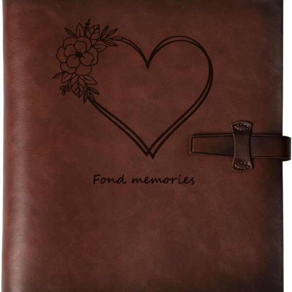 Photo Album 4x6 200 Photos, Genuine Leather Albums Page Refillable with 30 Pieces Writing Paper, Best Gift for Travel Wedding Kids Graduation Baby Picture Album Scrapbook