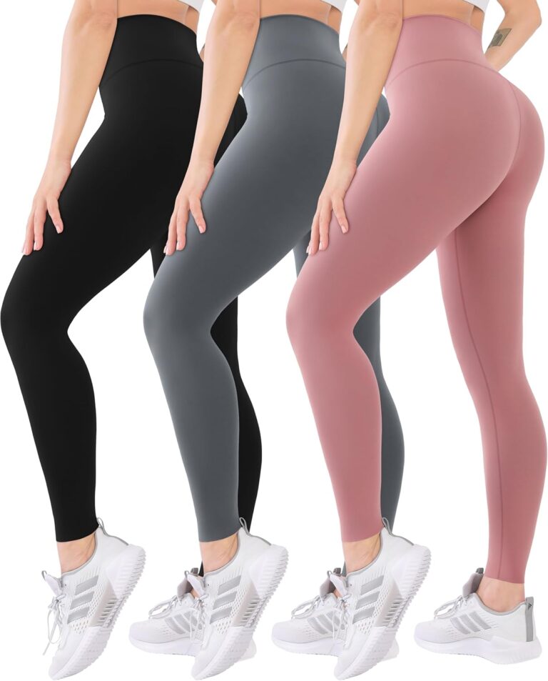 Blisset 3 Pack High Waisted Leggings for Women with Pockets Soft Active Tummy Control Pants for Yoga Running & Daily Wear