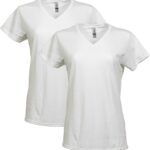 Gildan Women's Heavy Cotton V-Neck T-Shirt, 2-Pack