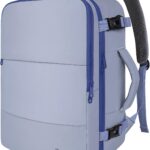 Taygeer Large Travel Backpack for Men Women, 35L Carry On Backpack Airline Approved, Personal Item Travel Bag with Water Bottle Pocket & Shoe Compartment, Laptop Backpack for Gym Hiking, Gray Blue