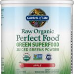 Garden of Life Raw Organic Perfect Food Green Superfood Juiced Greens Powder - Apple Flavor, 30 Servings - Vegan Gluten Free Whole Food Dietary Supplement, Greens Plus Probiotics & Enzymes
