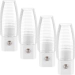 Maxxima MLN-16 LED Plug in Night Light - Features Auto Dusk to Dawn Sensor 5000K Daylight, 5 Lumens, Ideal for Bedroom, Bathroom, Hallway, and Senior Living Use - 4 Pack