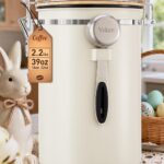 Veken Coffee Canister, 39OZ Large, Airtight Stainless Steel Food Storage Container for 2.2lbs Coffee Beans, Ground, Sugar, Tea, Flour, Cereal, Kitchen Bar Accessories with Date Tracker & Scoop, Cream