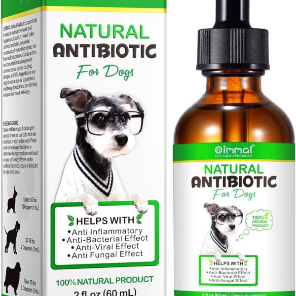 Antibiotic for Dogs, Natural Dog Antibiotic Supplement for Urinary Tract Support, Digestion & Skin Health with Herbal Blend, Dog Supplies for Overall Dogs Health, Bacon Flavored Liquid - 60ml / 2.02oz
