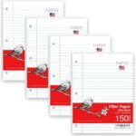 Wide Ruled Loose Leaf Paper 600 Sheets, 4 Pack Bulk Notebook Paper, 8"x10.5" 3 Hole Punched Binder Fitter Paper, Fits Standard 3-Ring Binders, Ink Bleed Resistant, Made in USA