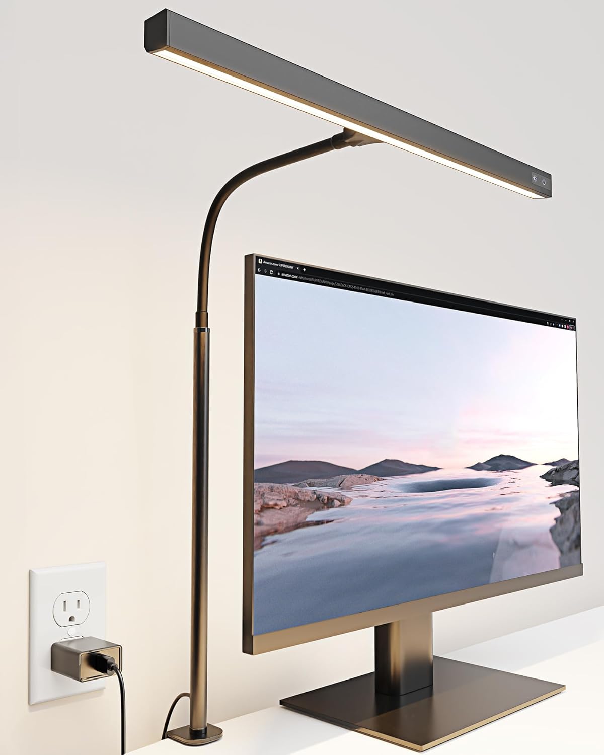 SUPERDANNY LED Desk Lamp for Office Home, Eye-Caring Desk Light with Adjustable Gooseneck, 12W Touch Control Dimmable Brightness, Architect Clamp Lamp with USB Adapter for Reading Study Workbench SUPERDANNY LED Desk Lamp for Office Home, Eye-Caring Desk Light with Adjustable Gooseneck, 12W Touch Control Dimmable Brightness, Architect Clamp Lamp with USB Adapter for Reading Study Workbench
