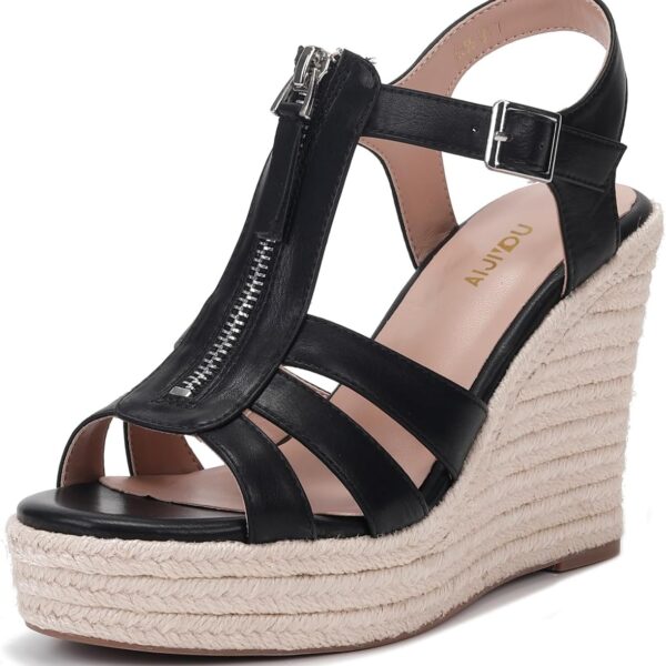 Women's Classic Summer Platform Dress Sandals Wedge Ankle Strap Round Open Toe Sandals Comfy Sloping High Heels for Women Casual Beach