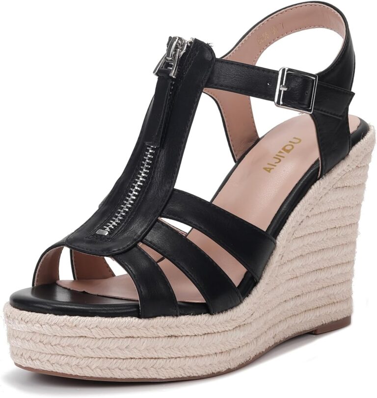 Women's Classic Summer Platform Dress Sandals Wedge Ankle Strap Round Open Toe Sandals Comfy Sloping High Heels for Women Casual Beach